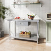 Kitchen Stainless Steel Work Table Work Top Drawer Baking Prep Adjustable Shelf