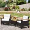3Pcs Outdoor Furniture Set Garden Rattan Sofa Table Set w/Removable Cushion