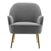 Nordic Lounge Chair Accent Armchair Grey Velvet Upholstered Single Fireside Sofa
