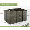 10X8ft Galvanized Metal Garden Shed Outdoor Tool Storage Shed With Base Grey