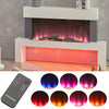 White Wall Mounted Log Fireplace Suite Electric Fire Decor Flame Glass 37''-52''
