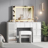 White Dressing Table with LED Lights Mirror Stool Drawers Vanity Makeup Desk Set
