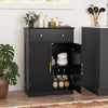 Floor Storage Cabinet Modern Buffet Sideboard with Drawer & Doors-Black
