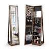 Floor Jewelry Cabinet Armoire Lockable Standing Jewelry Organizer w/Mirror