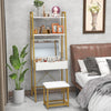 Vanity Table and Stool Set Small Ladder Makeup Dressing Desk with shelves