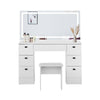 White Dressing Table LED Mirror 7 Drawers Stool Vanity Makeup Desk Set Bedroom