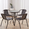 Brown Metal Frame & Glass Top Garden Table Stackable Rattan Chairs Patio Bistro