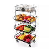 2-6 Tier Vegetable Fruit Trolley Cart Kitchen Rack Storage Basket Holder Shelf