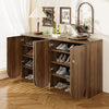 Robust 4-Door Sideboard Storage Cabinet with Adjustable Shelves, Walnut Finish
