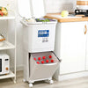 Kitchen Rubbish Waste Bin Recycling Dual Multi Compartment Pedal Dustbins Wheels