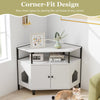 Corner Cat Litter Box Enclosure Cat House Cabinet Hidden Kitten Washroom-White