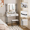 Modern Dressing Table Set 2 Drawer LED Lighted Mirror Makeup Vanity Desk 80x40