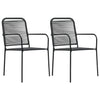 2x Garden Chairs Cotton Rope and Steel Black Outdoor Seating Furniture