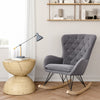 High Back Rocking Armchair Sofa Velvet Linen Solid Wood Swing Lounge Chair Seat