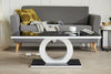 GIOVANI Black Tempered Glass and White Gloss Rectangle Living Room Coffee Table