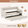 Linen Upholstered Daybed Single Size Trundle Bed Sofa Bed Frame