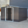8x8FT Metal Garden Shed Apex Roof With Free Foundation Storage House Anthracite