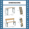 Camping Table and Bench Set 3-Piece Picnic Table Folding Portable Benches Hiking