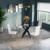 Modern Rectangular Glass Dining Table Black Home Kitchen Furnitur Office Meeting