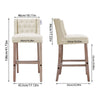 Bar Stools Set of 2 Velvet Fabric Counter Height Bar Chairs with Wood Legs