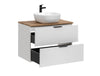 Bathroom Vanity Unit 800mm Ribbed Textured White Modern Wall Hung Floating Adel