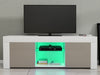 Modern TV Unit Stand Cabinet Grey High Gloss Doors & White Matt Body LED Lights