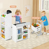 Convertible Wooden Play Store with Shopping Cart & Chalkboard-White