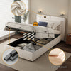 Ottoman Storage Bed Frame 3ft Single Size Bed with Headboard Velvet Fabric Beige