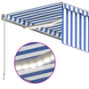 Manual Retractable Awning with Blind & LED 4x3m Blue & White