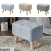 Linen Footstool Footrest Ottoman Pouffe Padded Rectangle Seat Chair w/ Wood Legs
