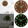 12" Luminous Wall Clock Silent Wooden Design Night Light for Living Room Bedroom