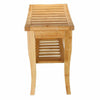 Slatted Bamboo Shower Bench Storage Seat Stool w/ Shelf Safe Comfortable Bath