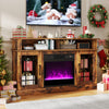 TV Stand with Electric Fireplace Media Entertainment Center Brown