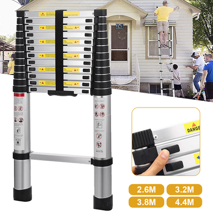 2.6-3.8M Aluminium Ladder Telescopic Heavy Duty Multi-Purpose Folding Extendable