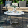 FATIVO High Gloss Marble Coffee Table 2 Tier Center Table w Strong Aluminum Legs
