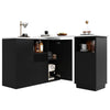 Kitchen Island Breakfast Bar Dining Table with Storage Cabinet Cupboard Black
