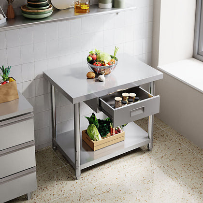 3FT Stainless Steel Kitchen Work Table Commercial Catering Workbench With Drawer