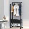 Black Metal Clothes Rail Rack Garment Stand Corner Open Wardrobe with Shelf