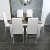 Mondeer Dining Table and Chairs Set 6 High Back Faux Leather Chair Grey&White