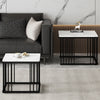 Nesting Coffee Table Set Metal Square Stacking Side Tables Marble-Look Tabletop
