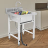 Stainless Steel Kitchen Freestanding Sink Laundry Basin w/ 360° Rotatable Faucet