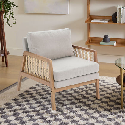 Modern Accent Fabric Chair Single Sofa Upholstered Rattan Armchair Living Room