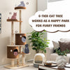 190CM Modern Cat Tree Rubber Wood Cat Tower Activity Center w/Scratching Post