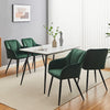 2pcs Velvet Dining Chairs Set Padded Seat Metal Legs Kitchen Furniture Green