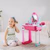 Girl Pink Vanity Table Children Kids Dressing Mirror Makeup Toy Pretend Play Set