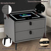 LED Bedside Table 2 Drawers Wireless Charging Nightstand Cabinet Storage Modern