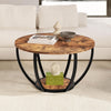 28" Round Coffee Table with Storage,2-Tier Wood Accent Center Table for Living R