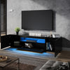 200cm High Gloss Black TV Stand Cabinet Unit Living Room Furniture with RGB LED