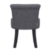 Grey Linen Makeup Chair for Vanity Button-Tufted Dressing Table Stool Wooden Leg
