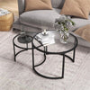2 Pair Coffee Tables with Tempered Glass Tabletops - Modern Design, Sturdy steel